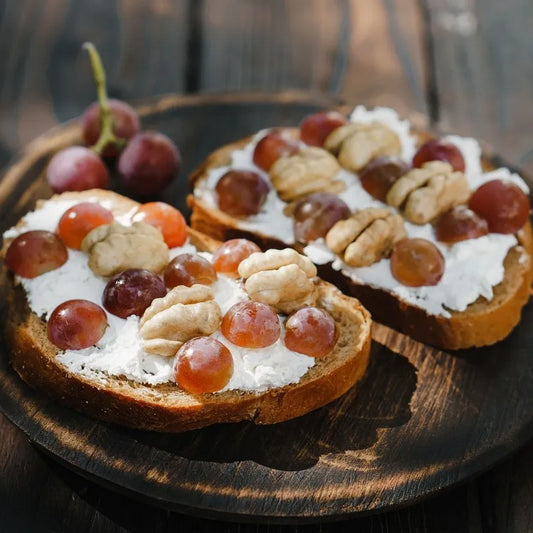 Whip Up Sophistication: Sourdough Bruschetta with Ricotta & Roasted Grapes!